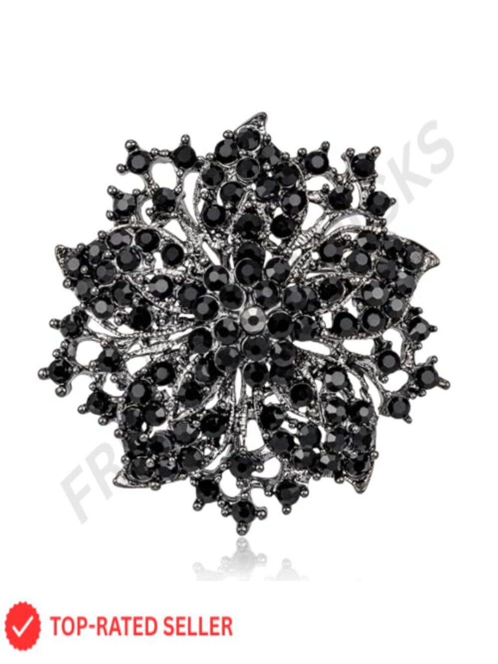 Flower-Shape Rhinestone Alloy Statement Brooch Pin for Women Sweaters Cardigans